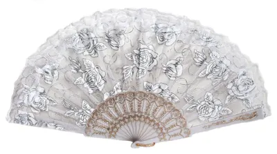 Produktbild von 041 Fächer spanisch weiß gold Blume Rose pvc Spitze Tanz