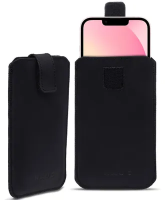 Produktbild von Leder Hülle Apple iPhone 13 Pro Max Tasche Schwarz Handy Pull Tab Schutzhülle