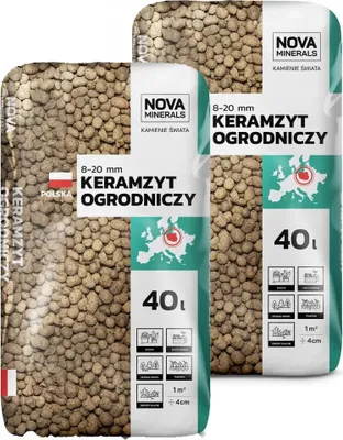Produktbild von Nova Minerals Keramsit Blähton für den Garten (8-20 mm) – Hochwertiger Keramischer Zuschlagstoff für Drainage, Mulchen, Hydroponik und Bodenverbesserung (100 L)