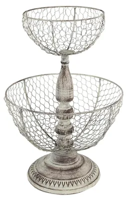 Zdjęcie produktu dla Clayre & Eef 2-warstwowy etażer Ø 30x44 cm Beżowe żelazo