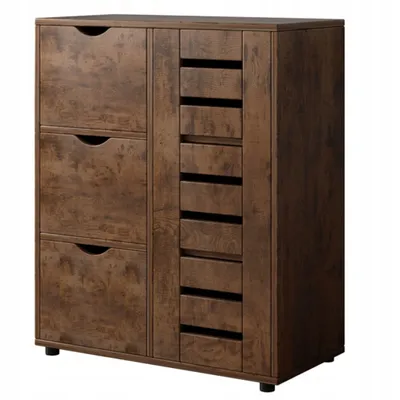 Zdjęcie produktu dla Komoda Do Salonu Retro Szafka Pojemna Drewniana Półki Loft 3 Szuflady