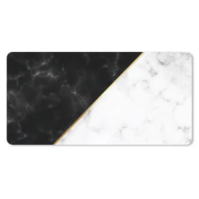 Produktbild von MuchoWow® Schreibtischunterlage Marmor - Weiß - Schwarz - Gold 80x40 cm - XXL Mauspad - Gaming Mauspad