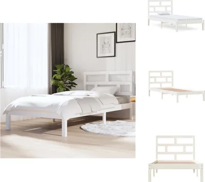 Produktbild von vidaXL Massivholzbett Weiß Kiefer 90x200 cm -  Betten & Bettgestelle