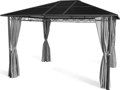 Produktbild von Grasekamp Hardtop Pavillon Meran 3x3,6m mit  Seitenteile Doppelstegplatten Hohlkammer  Polycarbonat
