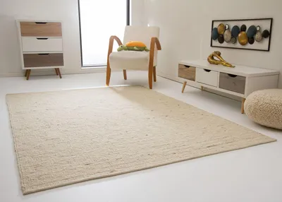 Produktbild von Leutasch Handwebteppich aus 100 % Schurwolle - natur hell, Größe: 300x390 cm
