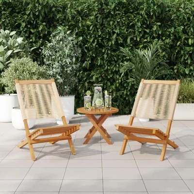 Immagine prodotto di vidaXL Sedie da giardino 2 pz. Legno massiccio beige di acacia e polipropilene