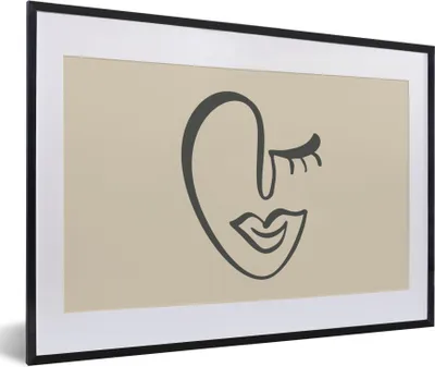 Produktbild von MuchoWow® Gerahmtes Poster Frau - Lippen - Abstrakt 60x40 cm - Poster mit Schwarzem Bilderrahmen Wandposter Rahmen Foto Bilder - Schlafzimmer - Plakat in Rahmen - Drucken