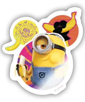 Produktbild von Spreadshirt Minions Stuart Banane Essen Descpicable Me Sticker Aufkleber, 10 x 10 cm, Weiß glänzend