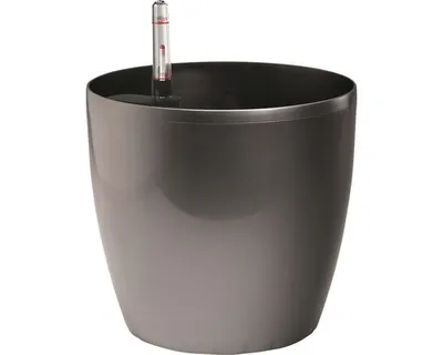 Obrázek produktu pro Samozavlažovací květináč plastový Lafiora Ø 35 cm, v. 32 cm antracit lesklý