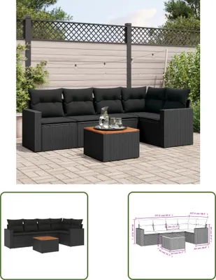 Produktbild von The Living Store 6-tlg. Garten-Sofagarnitur mit Kissen Schwarz Poly Rattan