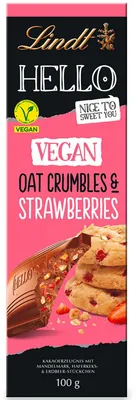 Produktbild von Lindt Hello Vegan Oat Crumbles & Strawberries Tafel 100g