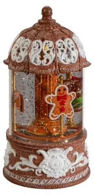 Produktbild von Konstsmide Schneelaterne Lebkuchenhaus, Schneefall, warmweiß, Batterie, 22,3x11,2 cm