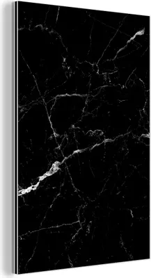 Produktbild von MuchoWow Wanddekoration Metall Metallbild Wandkunst 40x60 cm Marmoroptik - Schwarz - Luxus MuchoWow Aluminium Gemälde - Wanddekoration aus Aluminium