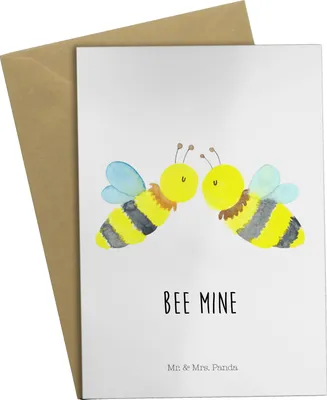 Produktbild von Mr. & Mrs. Panda Grußkarte Biene Liebe - Weiß - Geschenk, weihnachtskarten, hochzeitskarten, einladungskarten, osterkarten, dankeskarten, osterkarte