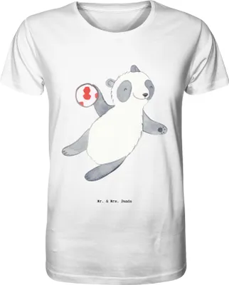 Produktbild von Mr. & Mrs. Panda T-Shirt Panda Handball spielen Größe S - Weiß - Geschenk, Tshirt, Oberteil, Club, Verein, Turnier, Sommershirt, Baumwoll, Jersey-Shirt