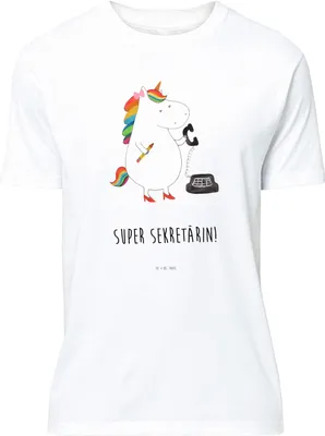 Produktbild von Mr. & Mrs. Panda S T-Shirt Einhorn Sekretärin - Weiß - Geschenk, Steuerkanzlei, Shirt, Tshirt, Jersey-Shirt, Einhörner, mit Spruch, Unicorn, Bürokraft