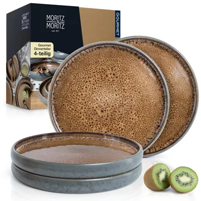 Produktbild von Moritz & Moritz SOLID 4x Speiseteller 26cm Steinzeug Teller Set Beige