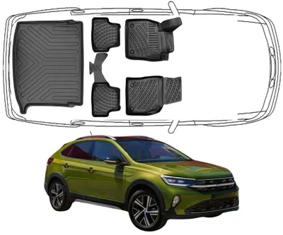 Produktbild von 3D Fußmatten & Obere Kofferraumwanne Auto Set Kompatibel mit VW Taigo Obere