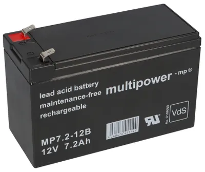 Image de Multipower Batterie au plomb MP7,2-12B Pb 12V / 7,2Ah VdS G109009, Faston 6,3