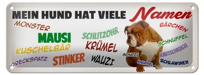 Produktbild von Blechschild Spruch 27x10cm Mein Hund hat viele Namen Dekoration