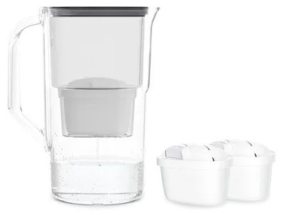 Wasserfilterkanne 2,8 L, mit Filter, Schwarz, BPA-frei