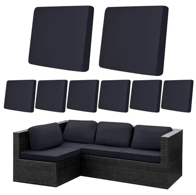 8er-Set Outdoor-Bankbezüge, Stretch, Antirutsch, graublau