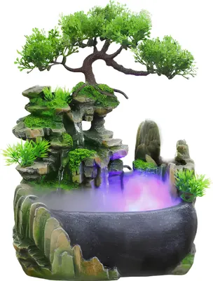 Produktbild von Tisch-Wasserfall Bonsai Feng Shui RESTEQ mit Beleuchtung und Nebel