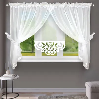 Obrázek produktu pro Hotové záclony Záclona 400x155 cm Záclony Moderní okenní záclona + panel 60x130 Bílá