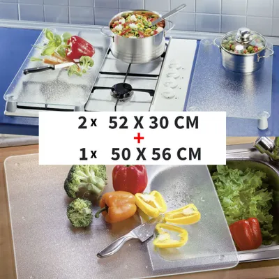 Produktbild von Glasschutzplatte, universelles Schneidebrett – 3 platten