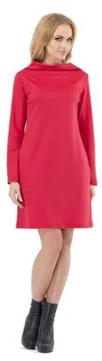 Produktbild von Damen Minikleid A-Form Kleid Tunika mit Kragen; Rot/S/36