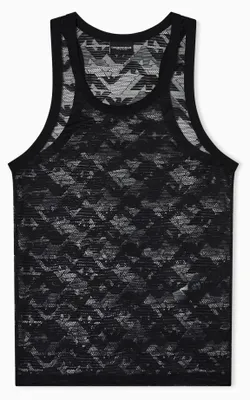 Immagine prodotto di Canotta uomo EMPORIO ARMANI canottiera spalla larga tessuto logato trasparente elasticizzato articolo EM002156 AF16108, EUR XL - CN 180/100A - BR EG - MX EG, Poliammide 88%,Spandex 12%