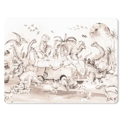 Produktbild von MuchoWow® Mauspad Mousepad Dinosaurier - Bus - Kinder - Tiere - Bäume 23x19 cm - Mousepads - Maus Mat - Pad - Mausunterlage - Schreibtischunterlage - Mauspad