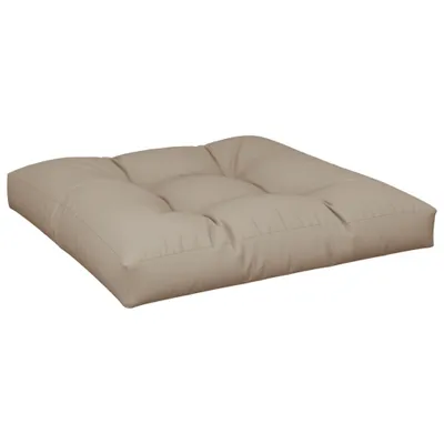 A taupe colored cushion is shown on a white background.