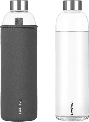 Produktbild von Famanu Glas-Trinkflasche 750 ml mit Neopren-Hülle - BPA-frei und spülmaschinenfest