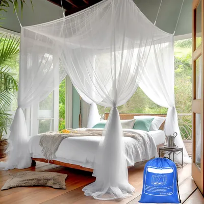 Image de Moustiquaire pour lits doubles et simples – 1,9 m x 2,1 m x 2,4 m. Protège contre les moustiques. Idéale pour les voyages et à la maison. Convient pour une utilisation à l'intérieur comme à l'extérieur.