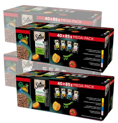 Zdjęcie produktu dla Sheba 160x85g Nature’s Collection Wybór Smaków Mokra Karma Dla Dorosłych Kotów W Sosie 4 Smaki