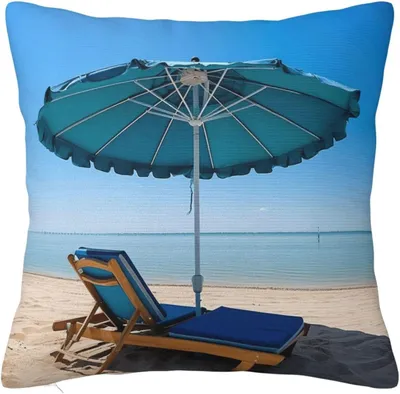 Produktbild von Quadratische Kissenhüllen mit Strand- und Meeresmotiv für Sofa, Couch, Garten, Wohnzimmer und Büro