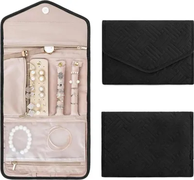 Image de Aucuu Organiseur de bijoux en rouleau pour le voyage et le rangement, Sac à bijoux portable