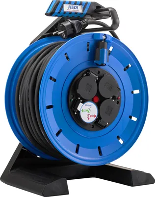 Produktbild von Hedi Vollkunststoff Kabeltrommel Generation 7 Champion 40m 3G2,5 blau Stromkabel