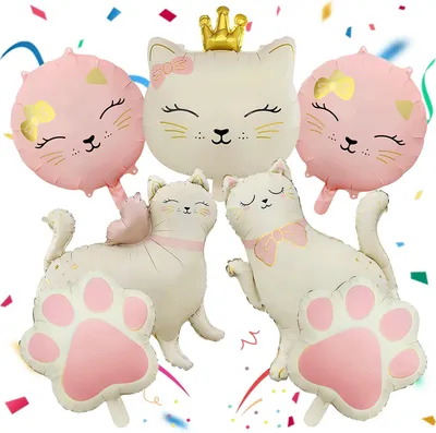 Produktbild von Ballon-Set für Katzengeburtstage – Partyballons – Set mit 7 Stück