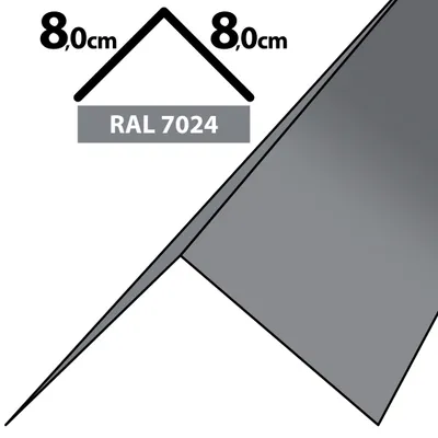 Produktbild von 2m Winkelblech Kantblech Kante Blechwinkel pulverbeschichtetes 0,5mm Zuschnitt 16cm RAL-7024 Grau