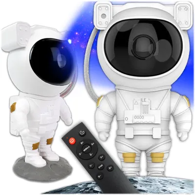 Zdjęcie produktu dla Projektor gwiaździstego nieba U-SMILER Astronaut z pilotem, 8 trybów, obrót o 360° i timer, lampka nocna LED do pokoju dziecięcego i sypialni