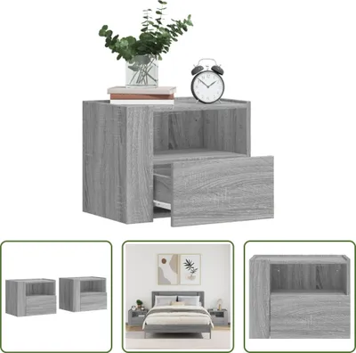 Produktbild von The Living Store Wand-Nachttische 2 Stk. Grau Sonoma 45x30x35 cm