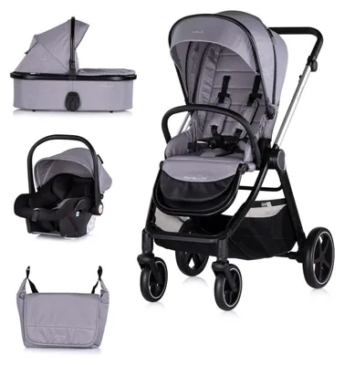Produktbild von Chipolino Kombikinderwagen 3 in1 Marbella Fußabdeckung Einlage i-Size Babyschale grau