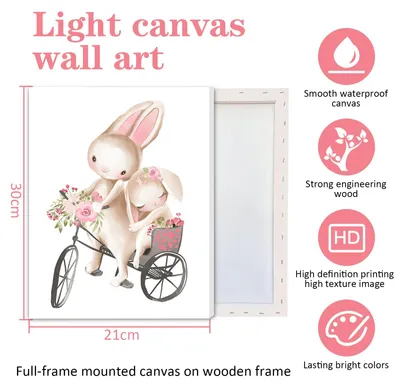 Productafbeelding van Canvas poster set 21x30 cm, 3 stuks met lijst, voor kinderkamer