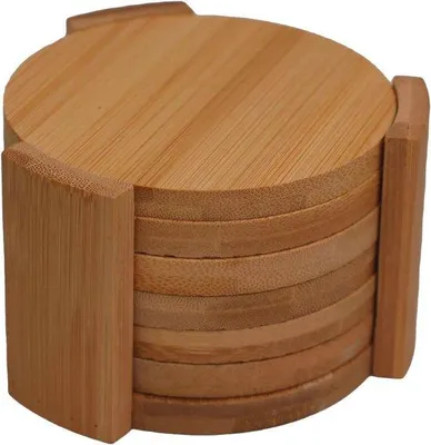 Produktbild von Famanu Set von 12 runden Bambus-Untersetzern - natürliche Dekoration, umweltfreundliches Design