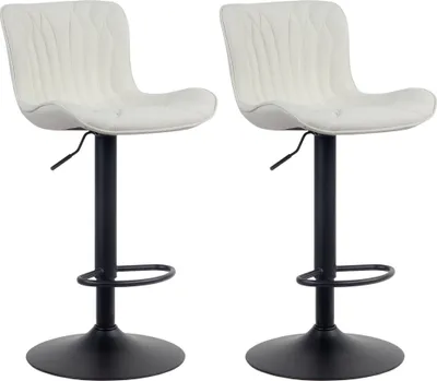 Produktbild von CLP 2er Set Barhocker Linus höhenverstellbar und 360 drehbar creme Material Stoff