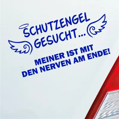 Produktbild von Auto Aufkleber Schutzengel Gesucht Meiner ist mit den Nerven am Ende! 15x8 cm Dunkelblau Sticker Heckscheibenaufkleber