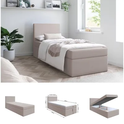 Produktbild von Bett Boxspringbett TOP MINI OHNE TOPPER , Bettkästen - Einzelbett, Stauraum, Schlafzimmer,Polsterbett (80x200, Beige - ITAKA 46)