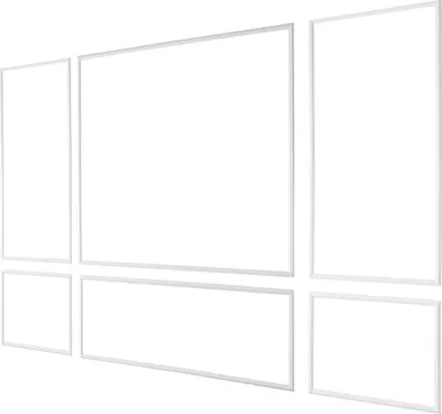 Image de Lot de 3 moulures murales, kit de panneaux lambrissés, polystyrène léger pouvant être peint, moulures murales décoratives faciles à installer pour la décoration intérieure du salon, de la chambre à coucher, de la maison, blanc (79 x 160 + 79 x 61 cm)